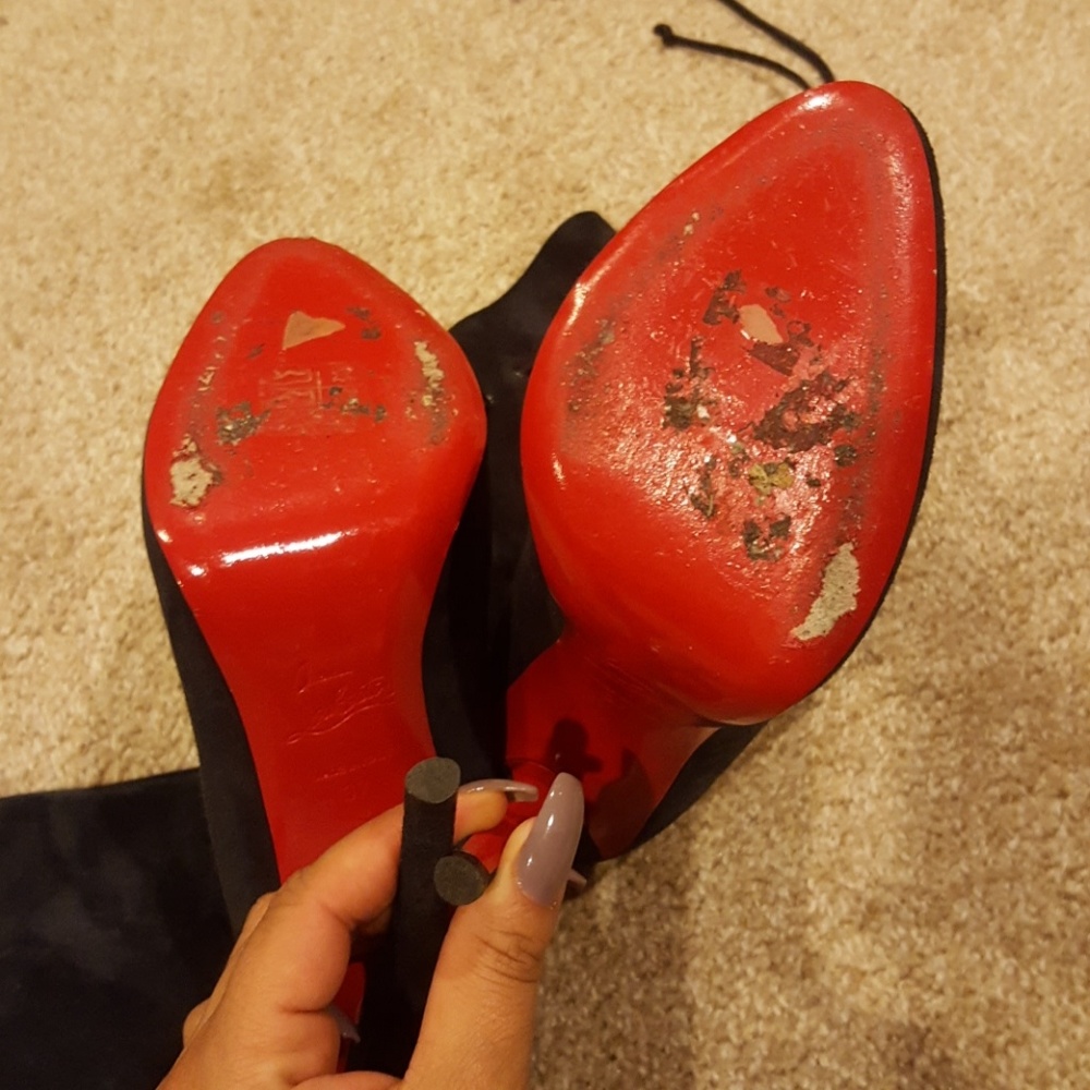 Louboutin suede booties with lace - Picture 3 of 4